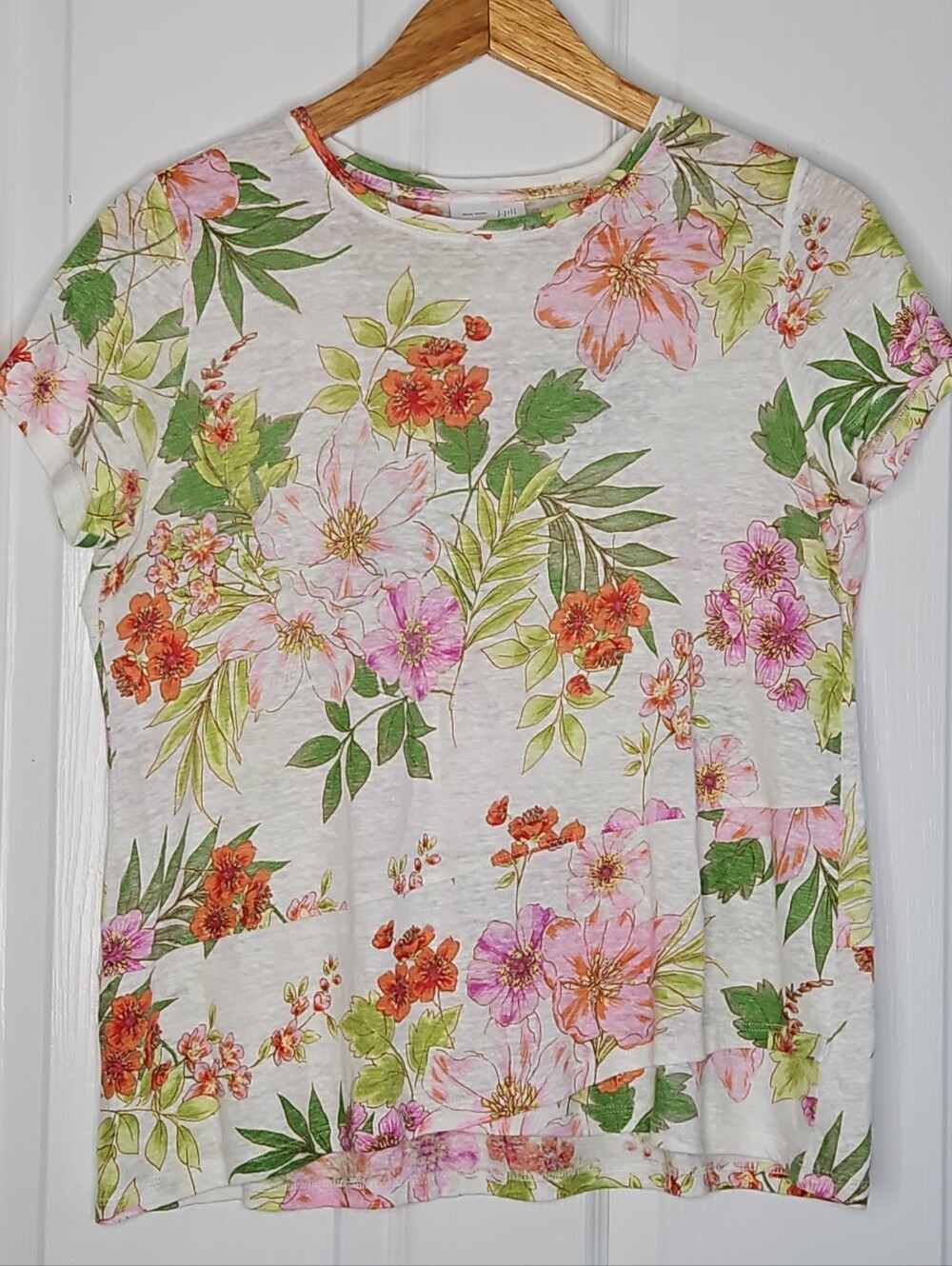 Love Linen J Jill Womens Top XSP Petite Pink Floral Lightweight Summer Resort